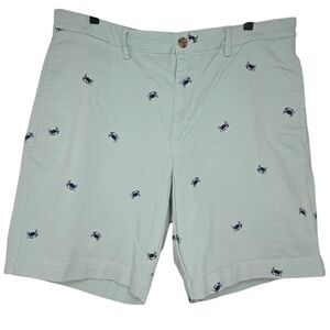 Ralph Lauren Chaps Stretch Mens Twill 8" Green Navy Crab Chino Shorts Size 36